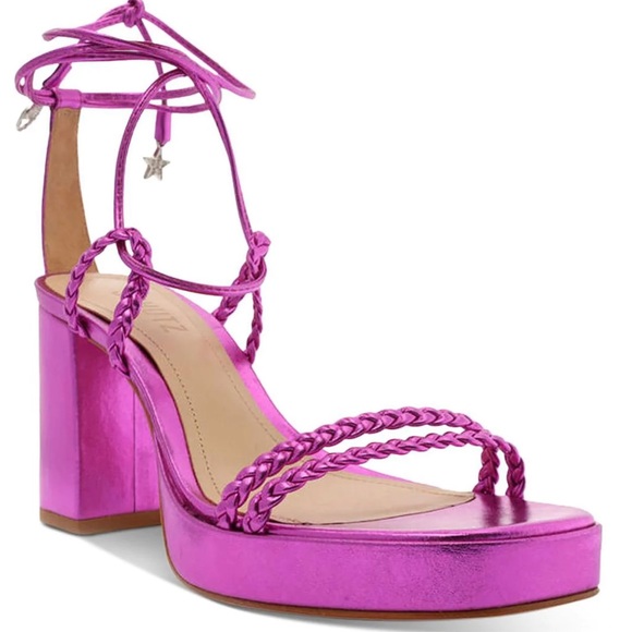 SCHUTZ Shoes - SCHUTZ - LUNAH PLAT LEATHER ANKLE STRAP BLOCK HEELS